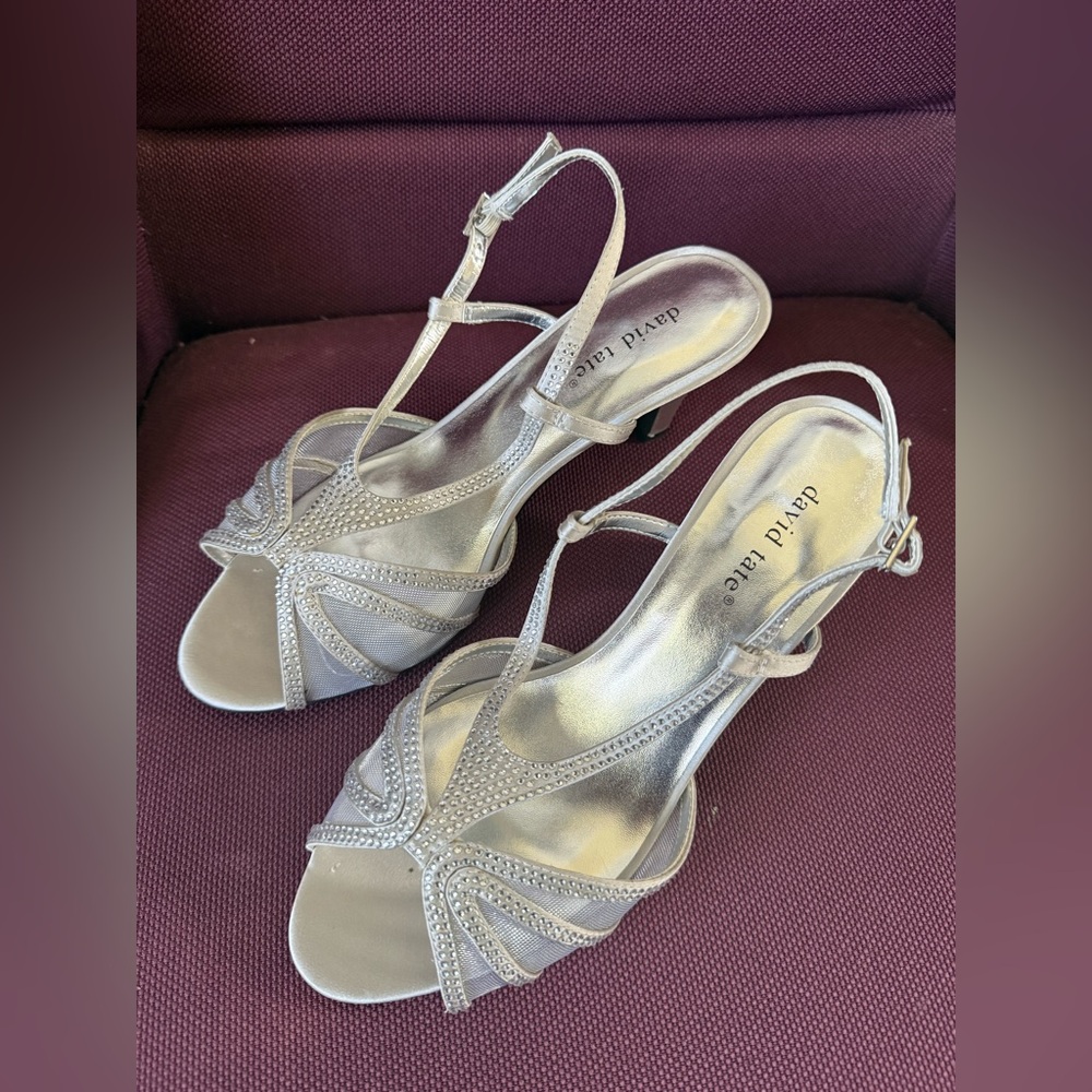 David Tate Metallic Strappy Heels